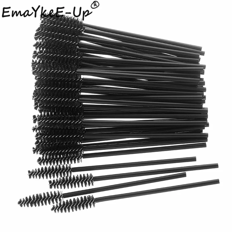 50pcs Disposable Crystal Eyelash Brushes Mascara Wands Grafting lash Brush Eyelash Brushes for Eyelashes Applicators lash wand - Handle Color: 50pcs-Full Black