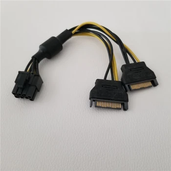 

Graphics Card PCIE PCI Express 6Pin Adapter to 2 x SATA 15Pin Power Extension Cable Male to Male 20cm
