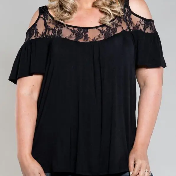 Новинка 2020 женские летние топы с открытыми плечами короткий рукав кружева