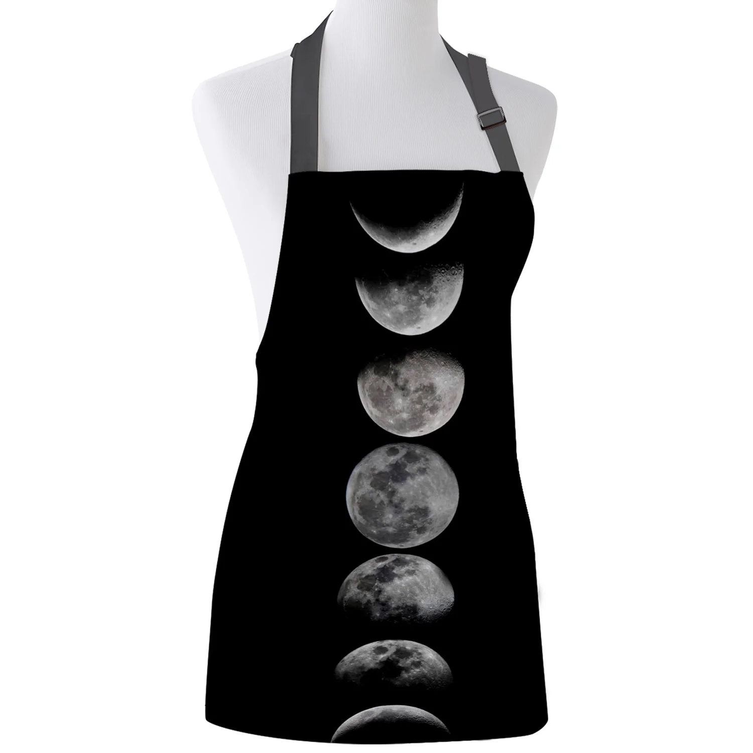 Phases of the Moon Adjustable Apron Cooking Kitchen Restaurant Bar Chef Bib Unisex Canvas Black Aprons for Women Men Kids | Дом и сад