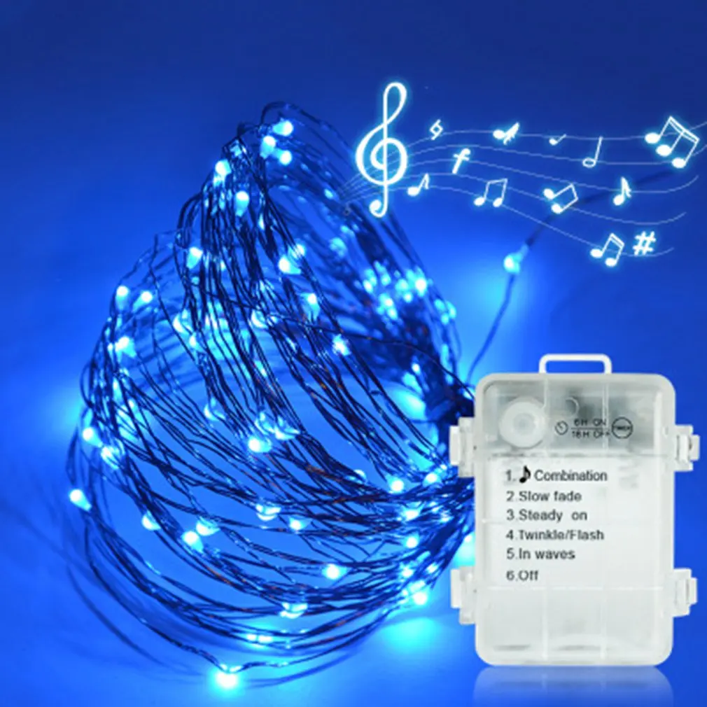 3Aa Waterproof Battery Box Music Sound Control 5 M 50 Light Remote Control Led Music Copper Light String Christmas