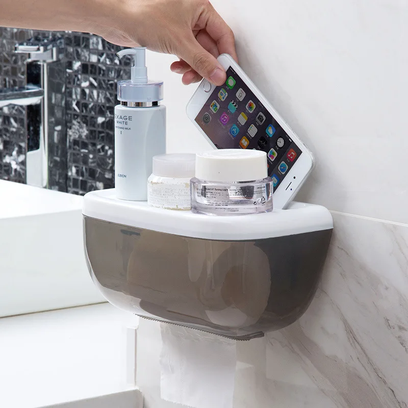 

Hole-Punched Tissue Box Paper Extraction Box Bathroom Shelf Waterproof Paper Extraction Roll Paper Universal Multi-functional