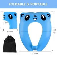 Upgrade Kids Panda Potty Training Seat Portable Travel Toilet Cover Foldable Reusable Pot Ring With Splash Guard Non-Slip Pads 2