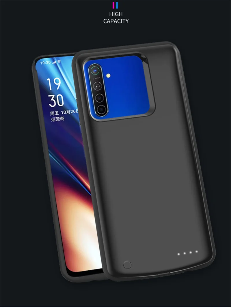 Для Realme X2 чехол для зарядного устройства тонкий резервный внешний аккумулятор задняя крышка для OPPO K5 Realme Q ударопрочный чехол для аккумулятора с зажимом