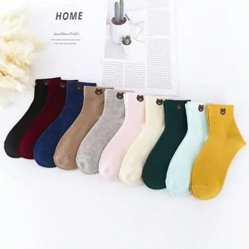 5 пар/лот = 10 штук, осенне-зимние модные носки, женские длинные теплые носки с медведем, повседневные женские носки - Цвет: 5 colors random Z