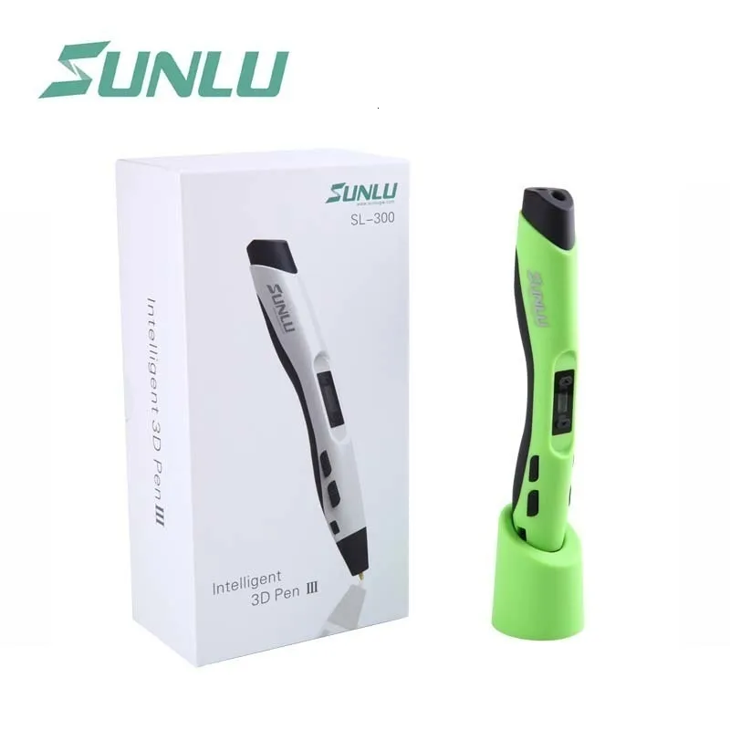 SL-300, детская 3D Ручка, зеленый цвет, SUNLU, 3D ручки для печати, для школы, для изучения интеллекта, гаджет, подарок на день рождения