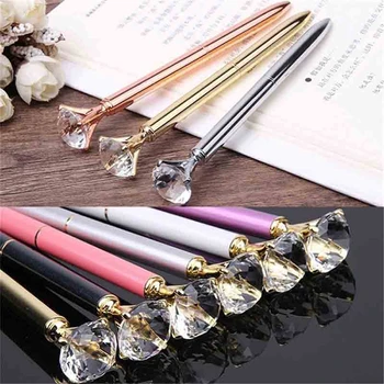 

40 Pcs Metal Crystal Pen Diamond Wafer Ballpoint Pen 1.0Mm Blue Writing Pen Student School Gift Ball Pen