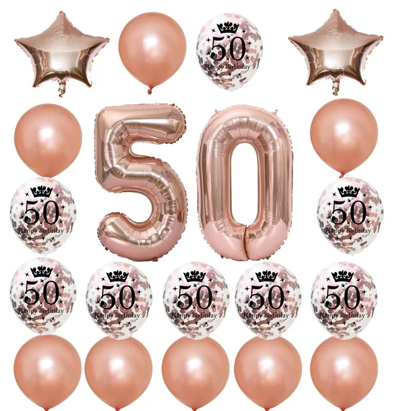 

8SEeason 50th Birthday Party Decoration Confetti Balloon Photo Booth Props For Birthday Party Supplies