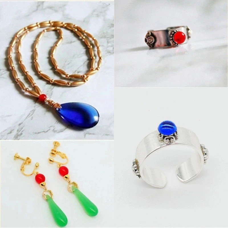 Комплект украшений из 4 предметов ожерелье серьги кольцо замок подвижный Япония