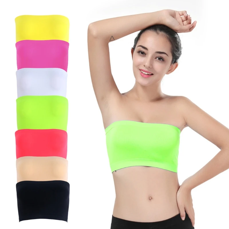 One-Piece Seamless Elastic Strapless Bandeau Bra Tube Top Bra Womens One Size