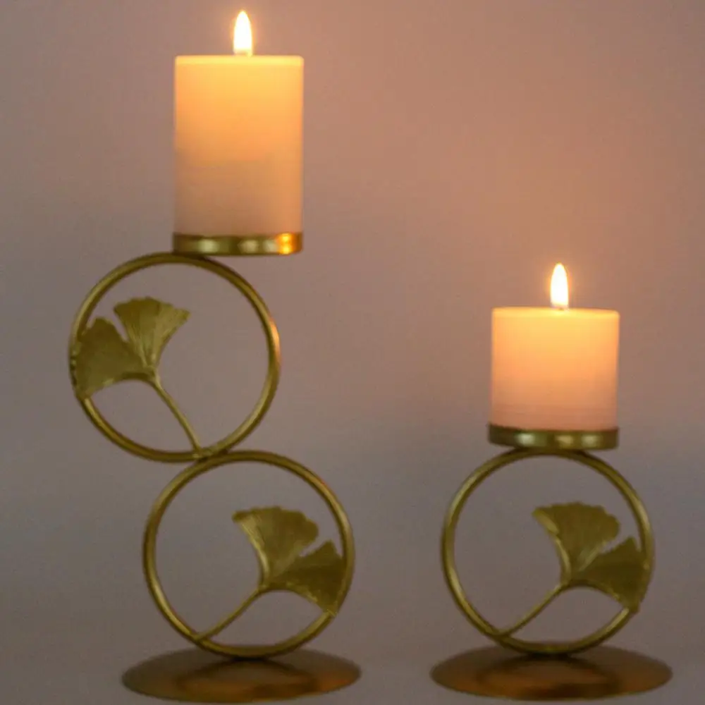 Nordic Retro Golden Candlestick Candle Holder Romantic Wedding Props