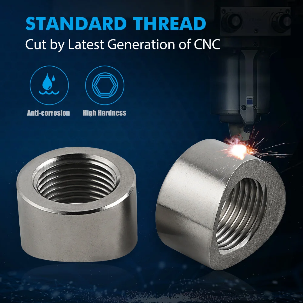 Oxygen Sensor Nut Weld Bung Plug M18x1.5 O2 Sensor Adapter Curve Notched Nut Bung Stainless Steel Universal Auto Parts 4pcs