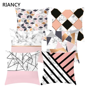 

Geometric Marble Printed Cushion Cover Pink Black Pillowcase 45*45 Nordic Decoration Sofa Car Cushions Pillowcover 40596