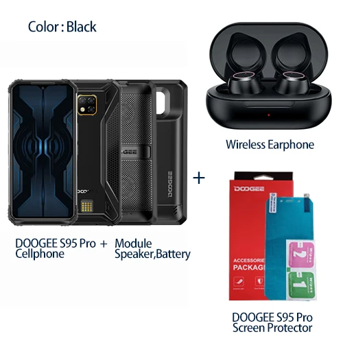 S95ProMod Add Earpho DOOGEE S95 Pro модульный прочный мобильный телефон P68/IP69K 6,3 дюймов дисплей Helio P90 Восьмиядерный 8 Гб 128 ГБ 5150 мАч 48MP камера Android 9 - Цвет: S95ProMod Add Earpho