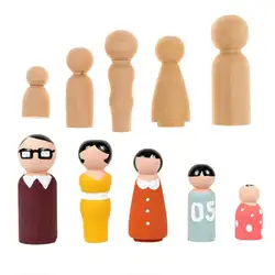 5 шт./компл. деревянный Семья колышки для кукол DIY украшения для свадебного торта Детские окрашенная игрушка