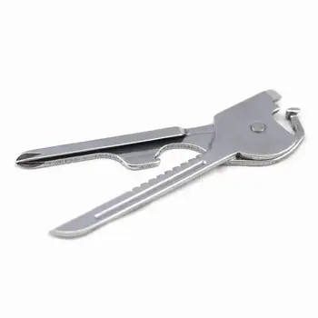 

100 pieces Stainless Steel tool Keychain Camping Swiss Pocket Survival Knife Multi Function Keys Knife six in one
