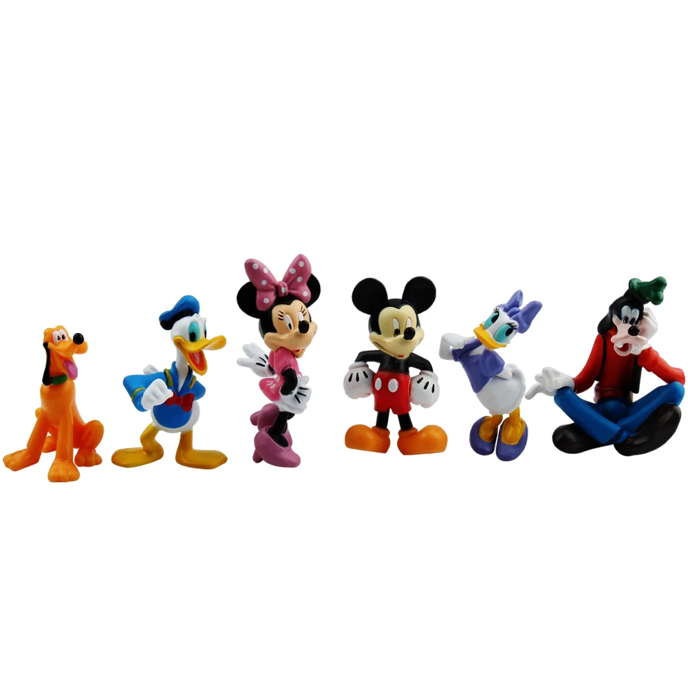 

6pcs/lot Mickey Figures Minnie Mouse Donald Duck Goofy Dog Pluto Dog Daisy Cartoon PVC Figure Collection Model Toy Dolls