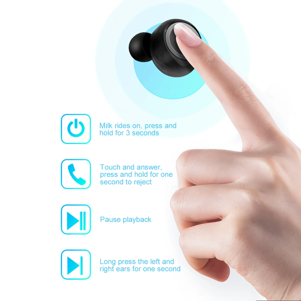 Наушники-вкладыши TWS Bluetooth мини Беспроводной наушники-вкладыши гарнитура 1-к-2 близнецов стерео наушники цифровой Шум снижение вкладыши с зарядным отсеком