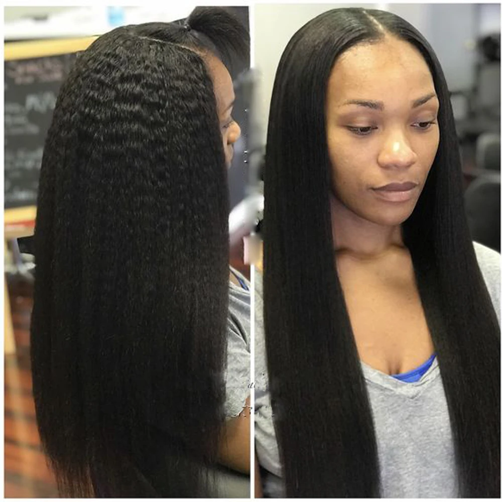 

13x4 Lace Front Wig Light Yaki Natural Black For Black Women Cosplay Glueless Long Soft Heat Resistant Daily Wig With Baby Hair