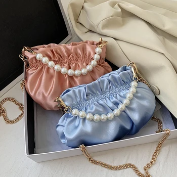 

Pearl Bag for Women Cloud Bag Soft Leather Madame Bag Single Shoulder Slant Dumpling Bag Handbag Day Clutches Bags Messenger Bag