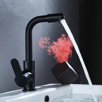 

Brass Kitchen Faucets Hot And Cold and Water Faucets Basin Sink Tap Mixer Black faucet handle Kitchen Faucet 360° rotating