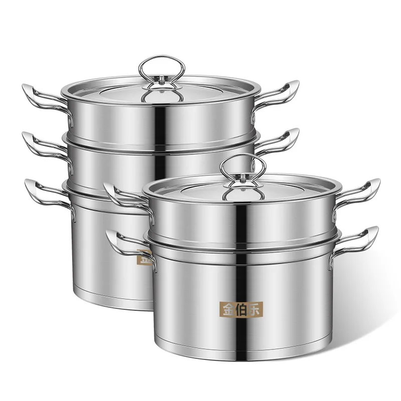 

Jin bo le Stainless Steel Right Angle Steamer Double Bottom Non-Magnetic European Style Steamer Double Layer Soup Steamer li yip