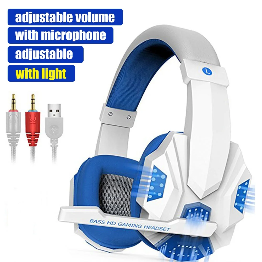 model C white G2000 компьютерные Стерео Игровые наушники лучший шлем глубокий бас Игровые наушники с микрофоном светодиодный светильник для Xiaomi для нового X-BOX - Цвет: model C white