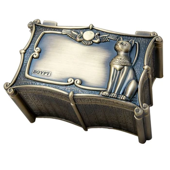 

Vintage Egypt Bastet Cat Metal Anubis Jewelry Box Egyptian Gift Storage Case Home Art Craft Decoration Organizer Casket