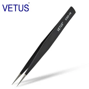 Подлинная VETUS антистатическое наращивание ресниц нержавеющая сталь tweezers Hyperfine высокий точный ESD Ниппер - Цвет: ESD-16