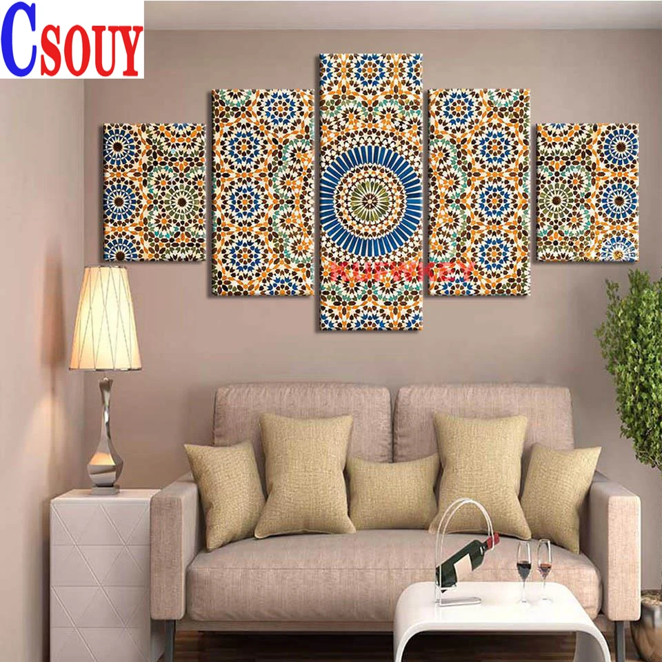 

Full square 5 pcs diamond painting mandala diamond embroidery 5D rhinestone mosaic diamond inlaid pattern abstract painting,
