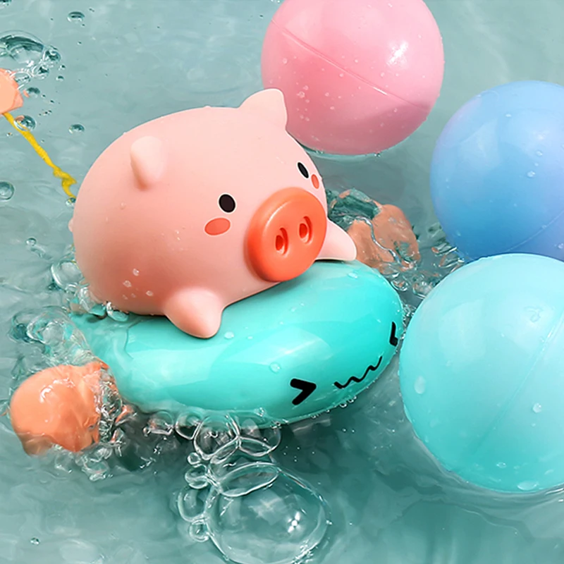 

Bath Toys Soft Swimming Water Toys Cute Animals Colorful Pig Water Toy Bathing Toy For Baby Bath Toys Cartoon Animal Pig Bathing