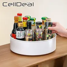 Non-Skid Multi-fonction 360 Degree Rotating Storage Tray Spice Jar Cosmetics Food Snack Container Organizer for Home Kitchen
