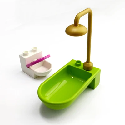 Duplo кирпичи запчасти мебель модель блоки Посуда ванная комната туалетный столик стул аксессуары строительные блоки часть DIY игрушки