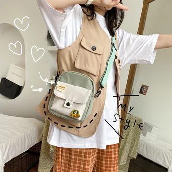 

Can ai meng Canvas Small Bag Female 2020 New Style South Korea INS Vintage Sense of Literature and Art Hipster Shoulder Mobile P