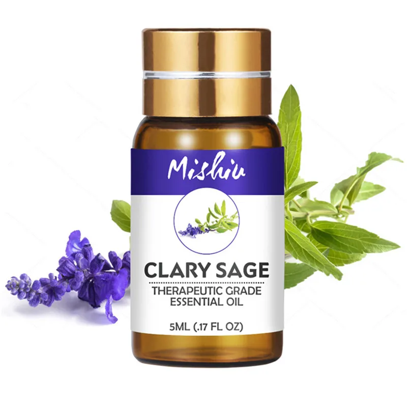 

Mishiu 100% Pure Essential Oil Clary Sage Clove Thyme Jasmine Vanilla Ylang Ylang Basil Citronella Humidifier Relieve Stress 5ML