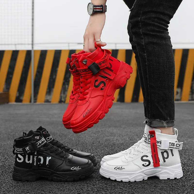 

Mens Casual Shoes Hot Sale Fall / Winter 2020 New High-Top Trend Sports Shoes Men Platform Sneakers Red Black Zapatos De Hombre