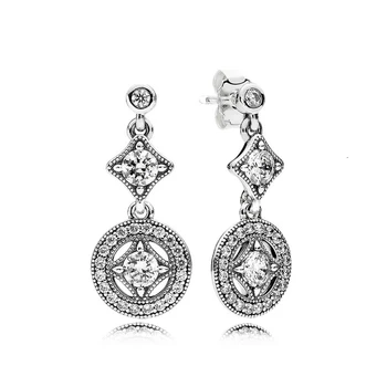

100% silver sterling 1:1 glamour 290722cz vintage allure hanging original female earrings fashion wedding jewelry