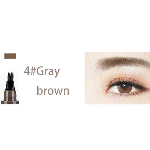 Gray brown Водостойкая ручка для бровей с вилочным наконечником, карандаш для татуировки, долговечный Профессиональный тонкий карандаш для бровей - Цвет: Gray brown
