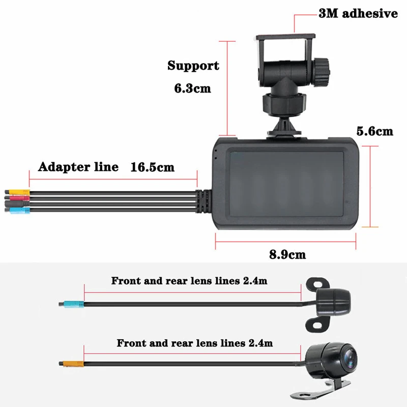 Мотоцикл вождения рекордер 3 дюйма Сплит экран Видимый высокой четкости водонепроницаемый передний задний двойной объектив локомотив рекордер