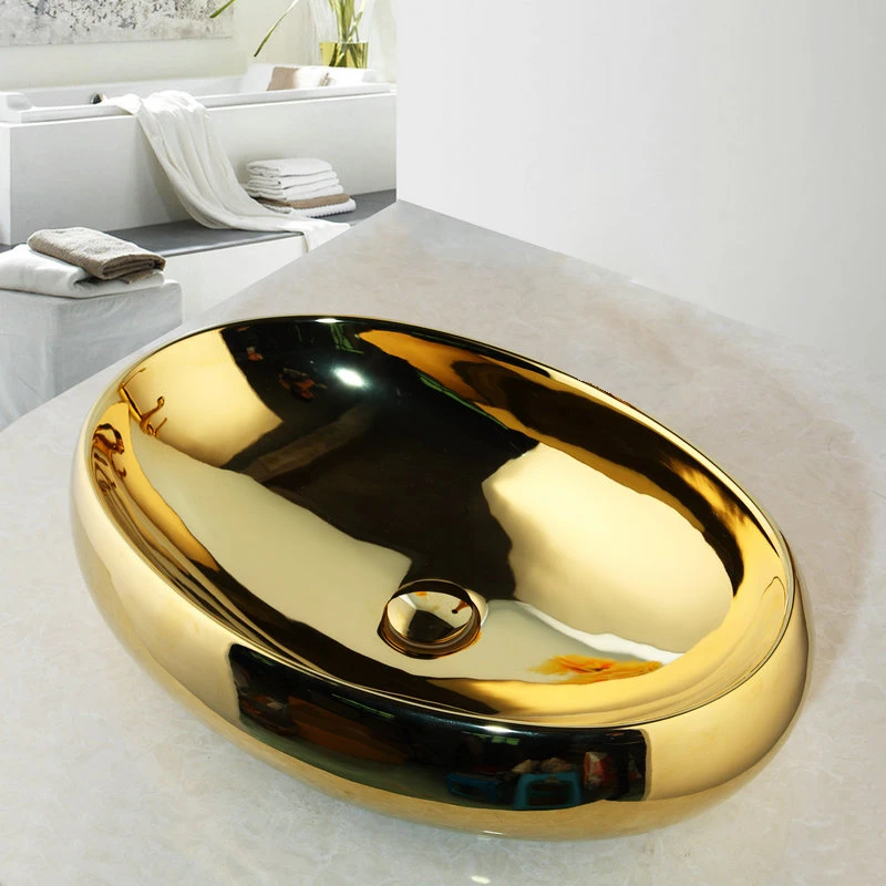 Monite роскошный золотой керамический Санузел раковина набор Твердый латунный кран для ванной умывальник раковина Набор для ванны комбинированный смеситель кран - Цвет: only basin