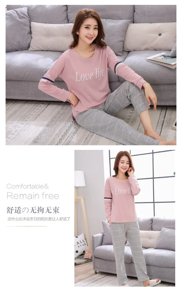 High Quality Couples Cotton Pajama Sets For Women Autumn Spring Long Sleeve Pyjama Pijama Men Lounge Homewear Clothing