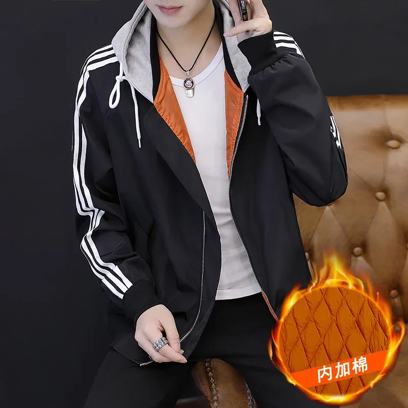

Men Hooded Casual plus Velvet Jacket