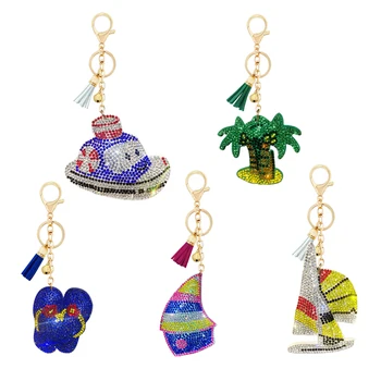 

Cadeau pour enfants diamant porte-clés pendentif créatif cocotier yacht voile pantoufles porte-clés accessoires