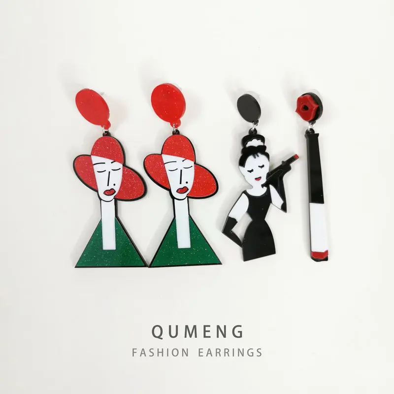 QUMENG человекоподобные серьги Хэллоуин мультфильм ювелирные изделия личности