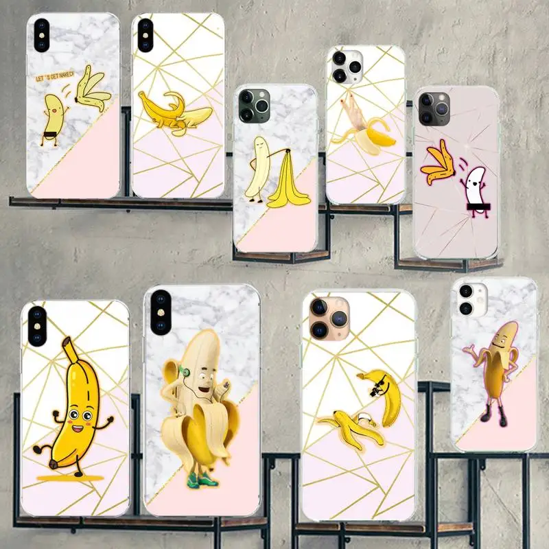 

marble Cartoon Finger Funny Banana Phone Case For iphone 12 5 5s 5c se 6 6s 7 8 plus x xs xr 11 pro max mini
