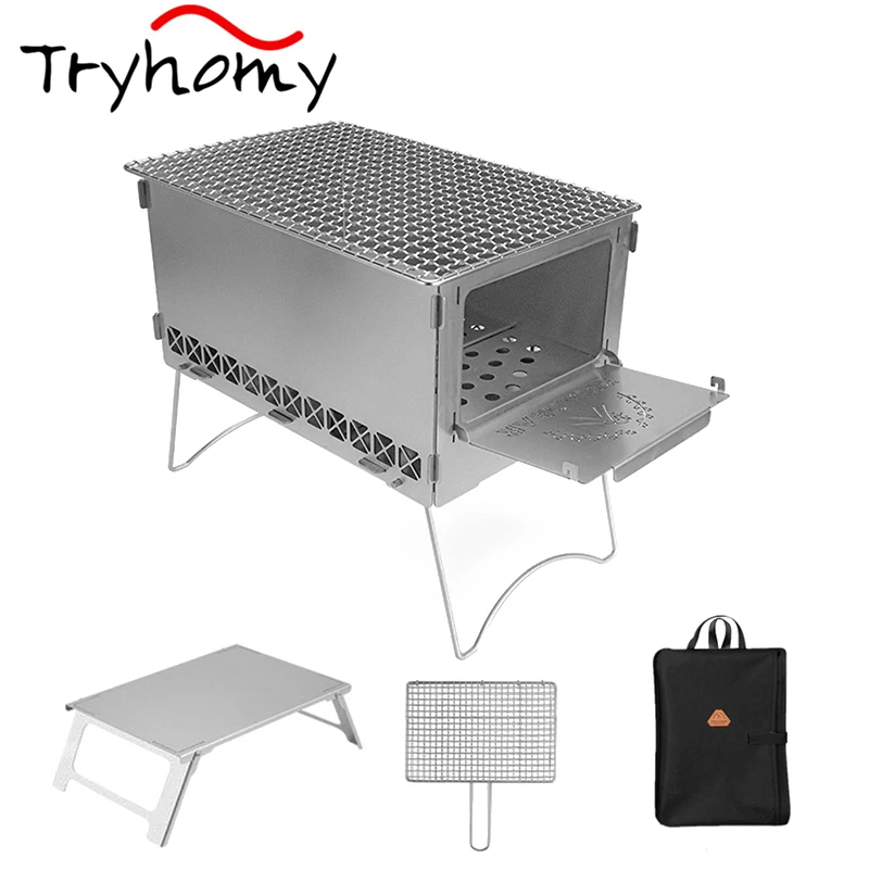 Portable Camping Stove Titanium Wood Burning Stove Barbecue Grill