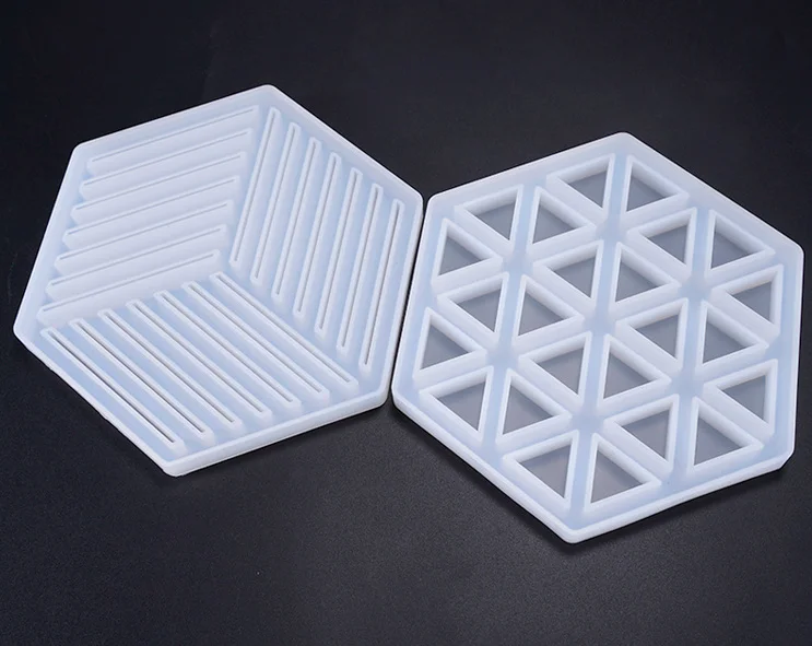 Crystal Polymer Resin Cup Coaster Molds Concrete Mould for Cup Pad Pot Tray Holder Silicone Cement Mold