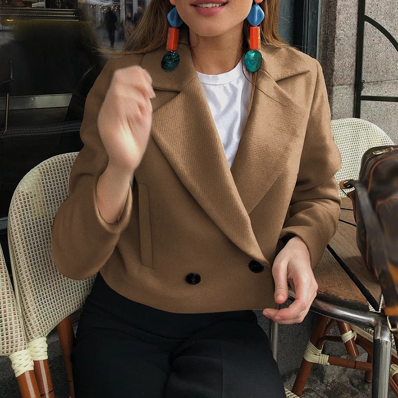 Abrigos Mujer, шерстяное пальто, смесь, элегантные женские короткие куртки, женское тонкое двубортное зимнее корейское пальто PR935G