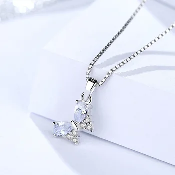 

Genuine S925 sterling silver female bow-knot pendant simple personality zircon fashion Small fresh and creative pendant jewelry