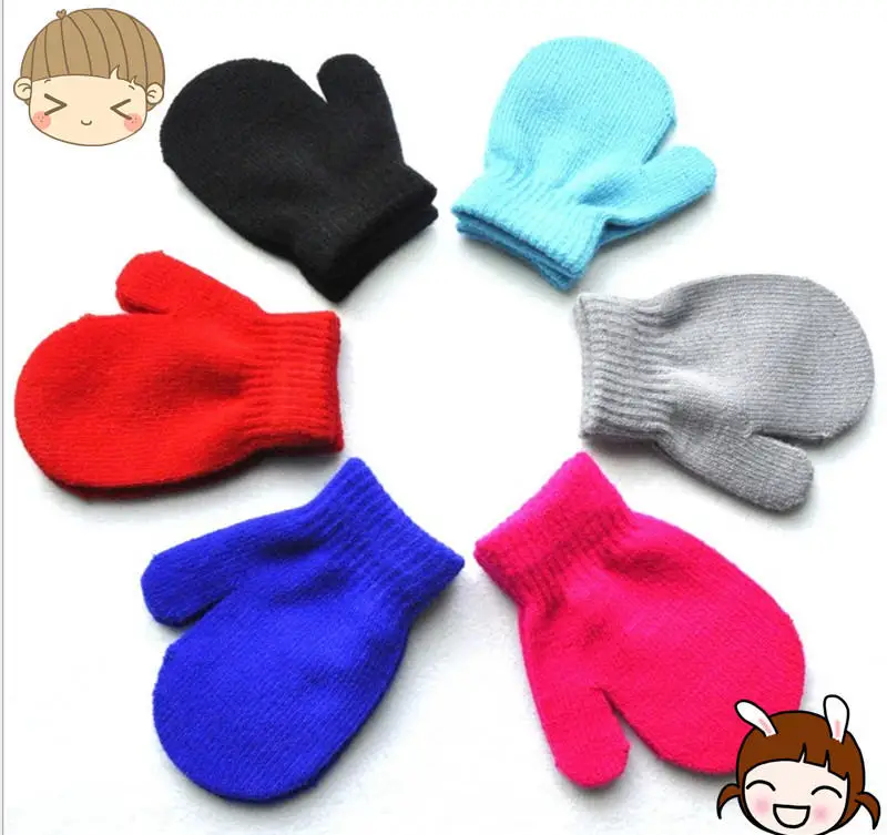 Wecute/Новинка 2019 года; варежки для малышей; детские перчатки для мальчиков и девочек; однотонные зимние детские теплые перчатки; Детские
